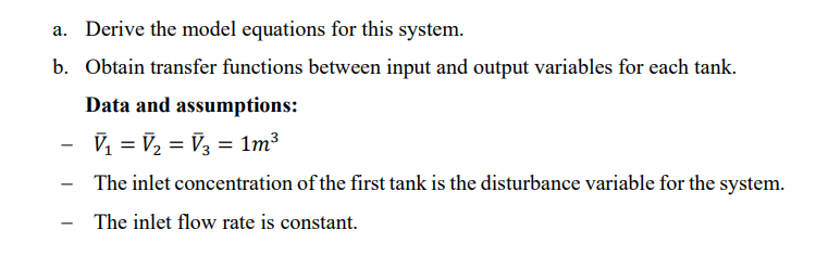 Solved a. Derive the model equations for this system. b. | Chegg.com