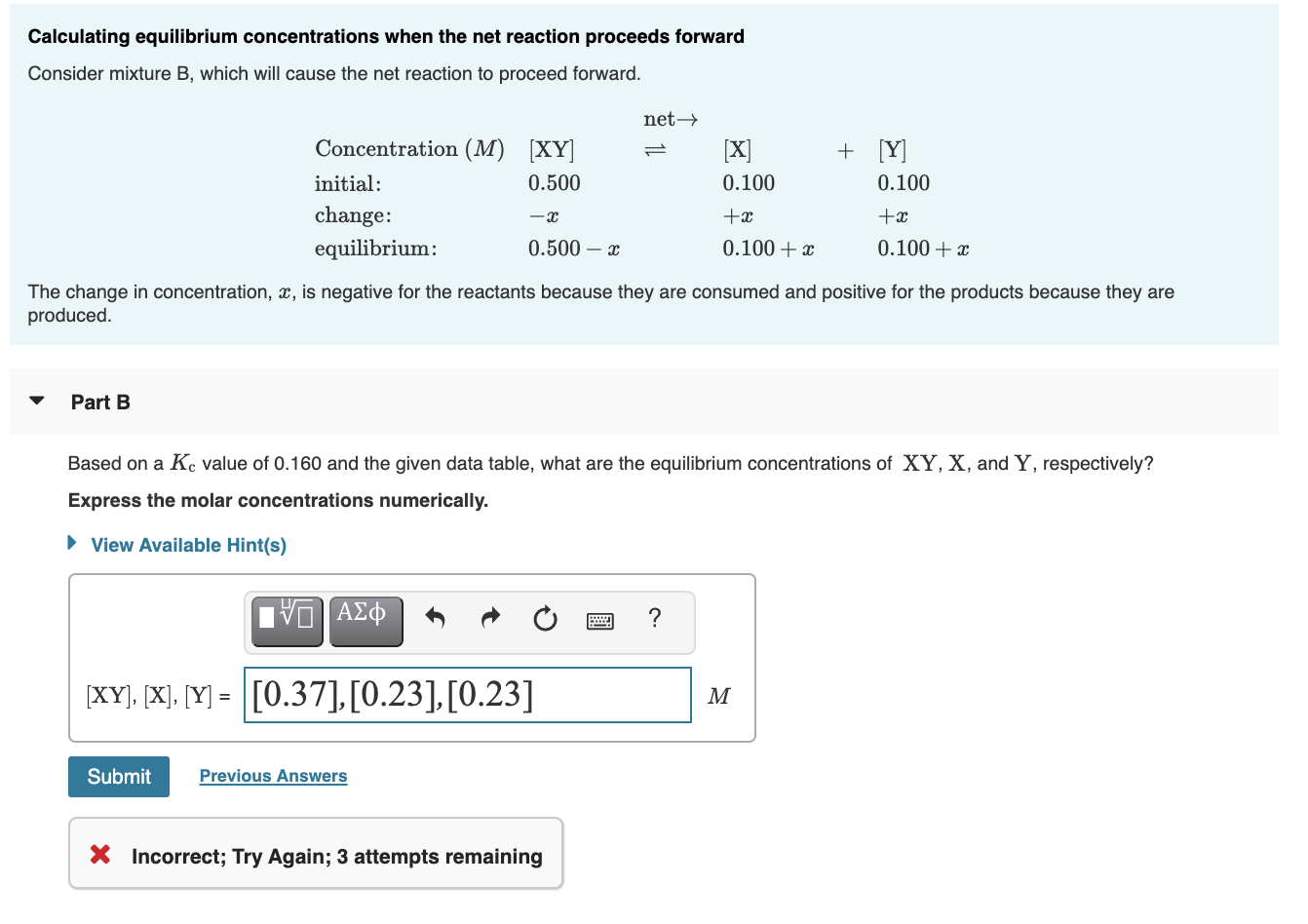 Solved Calculating Equilibrium Concentrations When The Net | Chegg.com