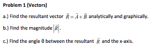 Solved Problem 1 (Vectors) a.) Find the resultant vector | Chegg.com