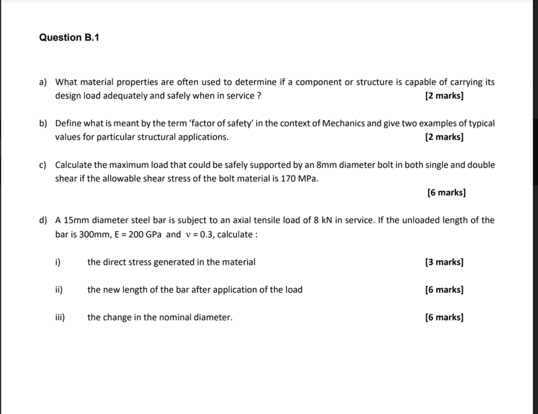 Solved Question B.1 A) What Material Properties Are Often | Chegg.com