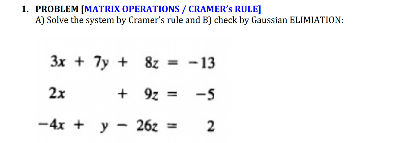 how do you solve a 3 by 3 matrix using cramer's rule