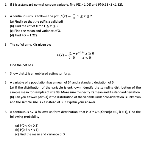 Solved 1 If Z Is A Standard Normal Random Variable Find Chegg Com