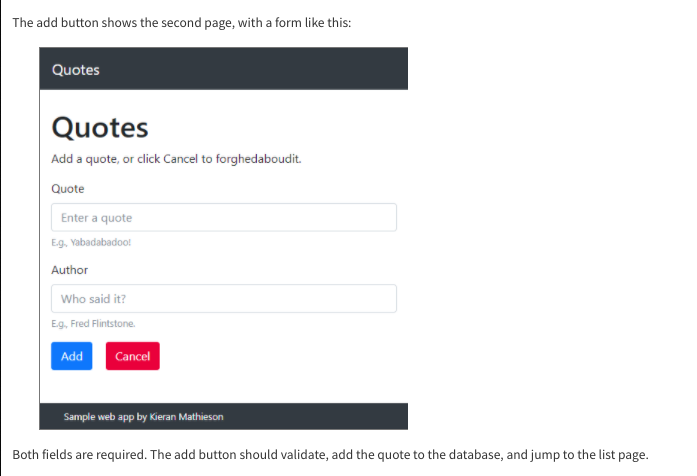 Make an app that shows quotes like this: Use html, | Chegg.com