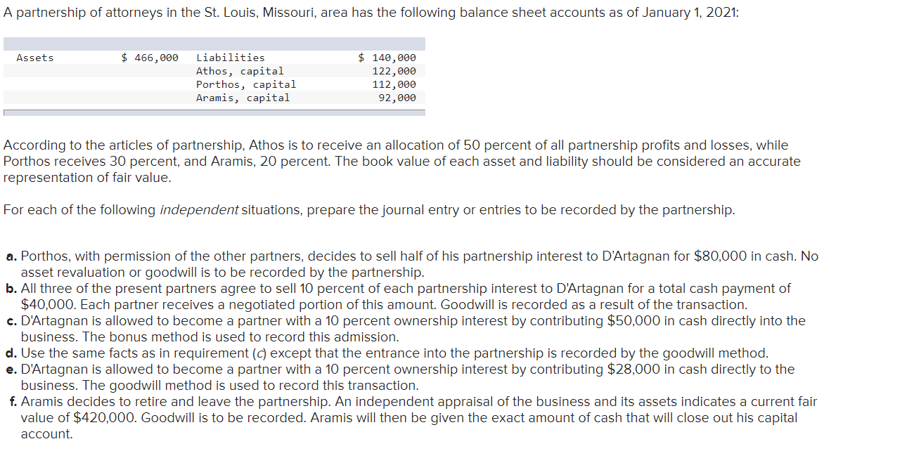 Solved A partnership of attorneys in the St. Louis, | Chegg.com