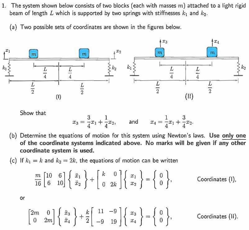 Solved 1. The System Shown Below Consists Of Two Blocks | Chegg.com