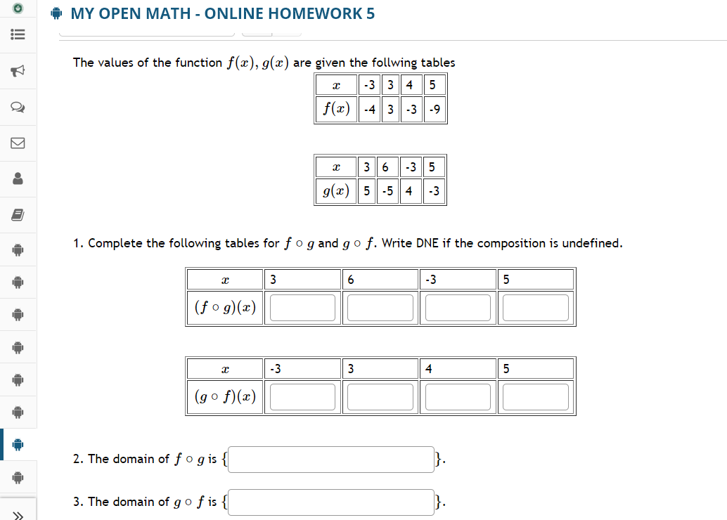 Solved # MY OPEN MATH - ONLINE HOMEWORK 5 The values of the | Chegg.com