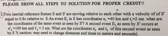 Solved Two inertial reference frames S and S' are moving | Chegg.com