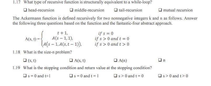 Solved 1.17 What Type Of Recursive Function Is Structurally | Chegg.com