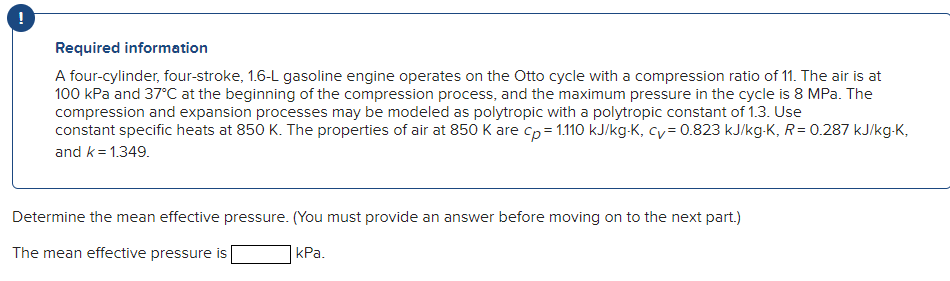Solved Required Information A Four Cylinder Four Stroke Chegg