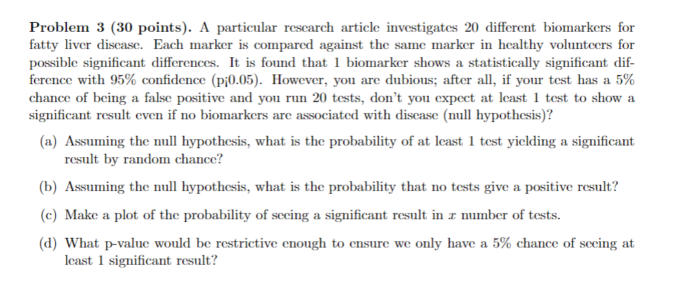 Solved Problem 3 (30 Points). A Particular Research Article | Chegg.com