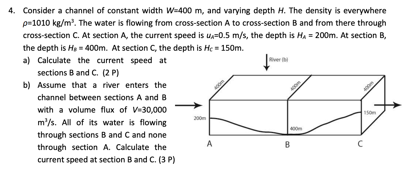 Solved = River (b) 4. Consider a channel of constant width | Chegg.com