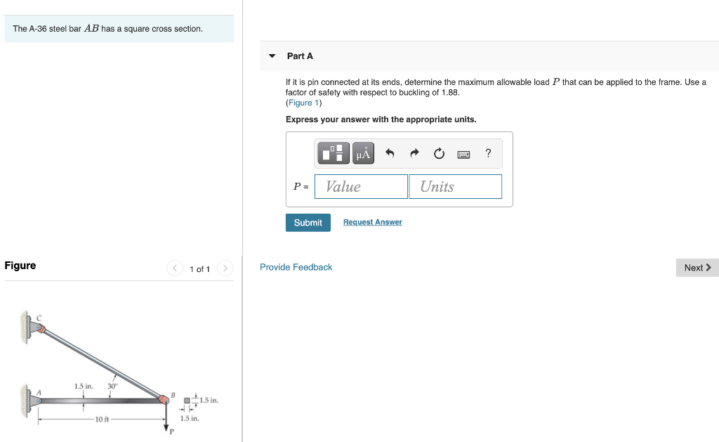 Solved The A-36 steel bar AB has a square cross section. | Chegg.com
