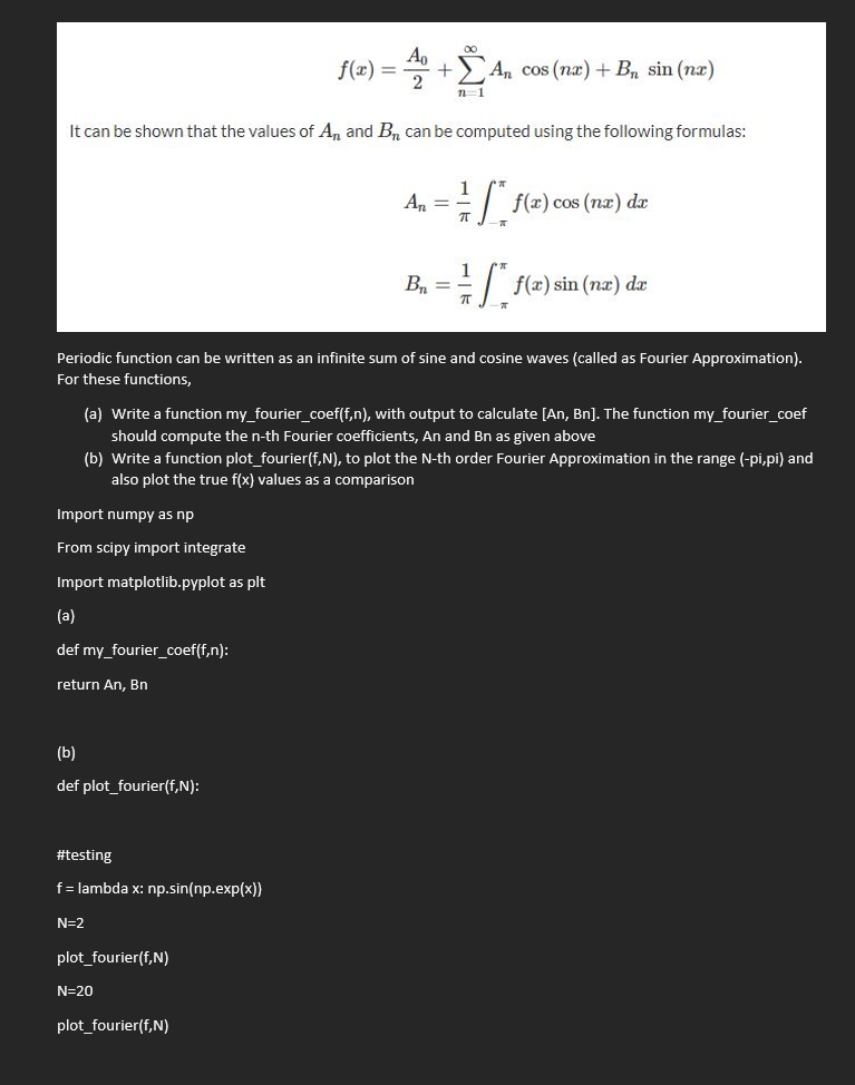 Solved Please use python to code part a) and b) functions. | Chegg.com