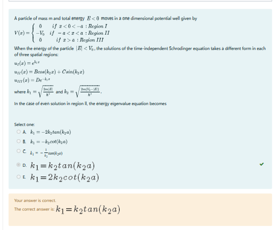 Solved A particle of mass m and total energy E