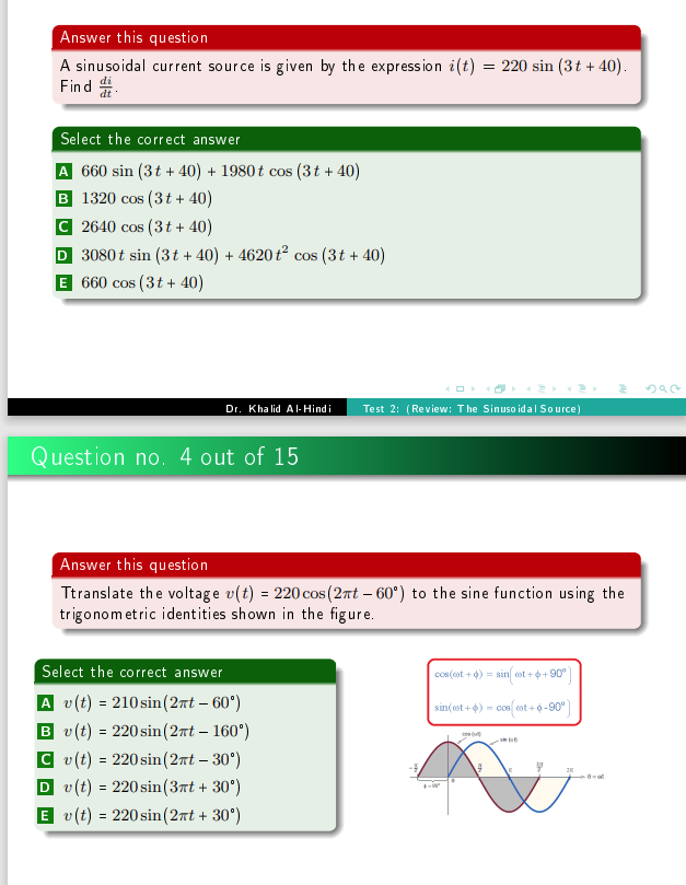 Solved Answer this question A sinusoidal current source is | Chegg.com