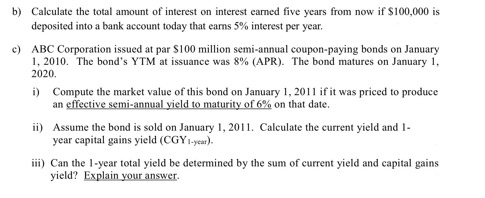 Solved B) Calculate The Total Amount Of Interest On Interest | Chegg.com