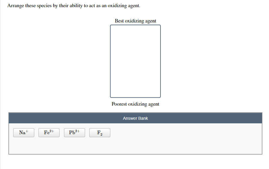 Solved Arrange These Species By Their Ability To Act As A