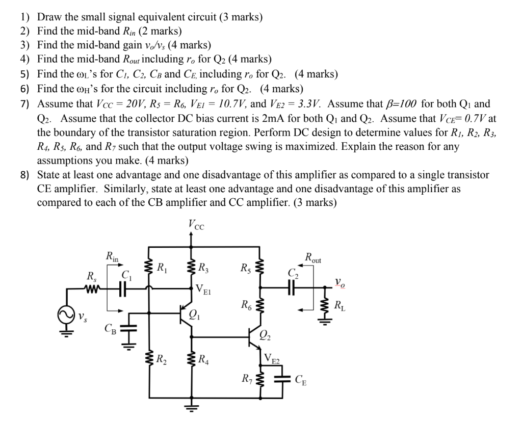 Solved 1) Draw the small signal equivalent circuit ( 3 | Chegg.com