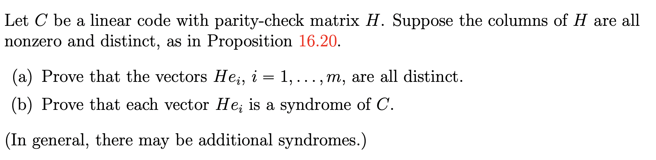 Let C be a linear code with parity-check matrix H. | Chegg.com