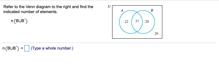 Solved Refer to the Venn diagram to the right and find the | Chegg.com