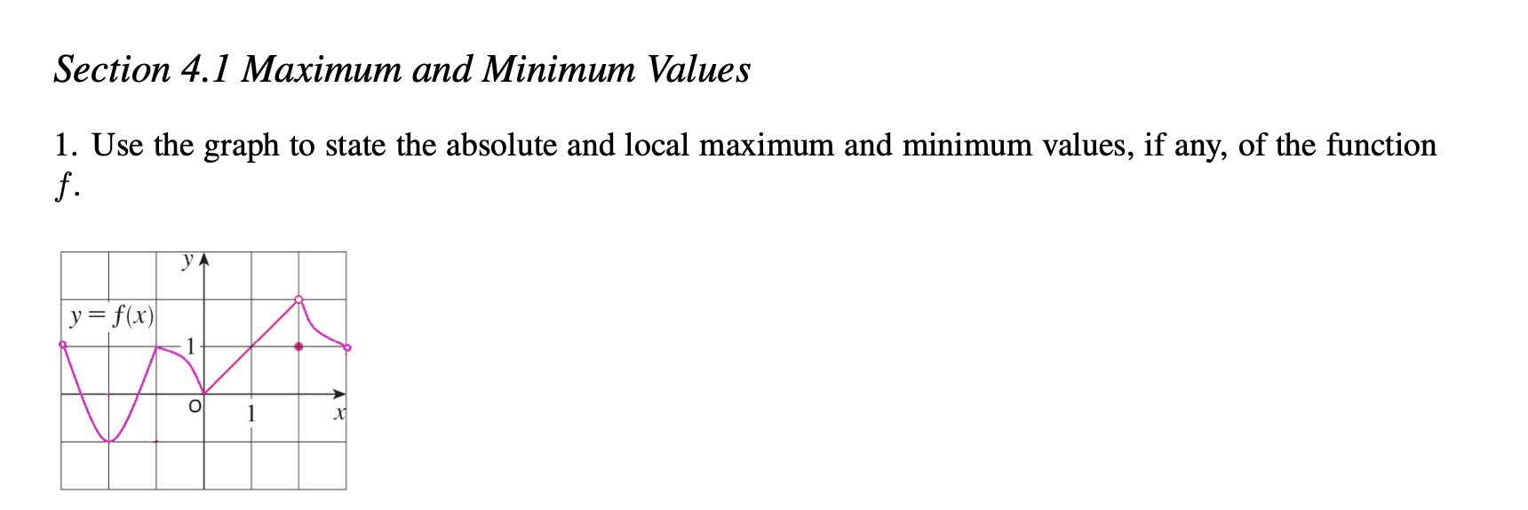 Solved Section 4.1 Maximum and Minimum Values 1. Use the | Chegg.com