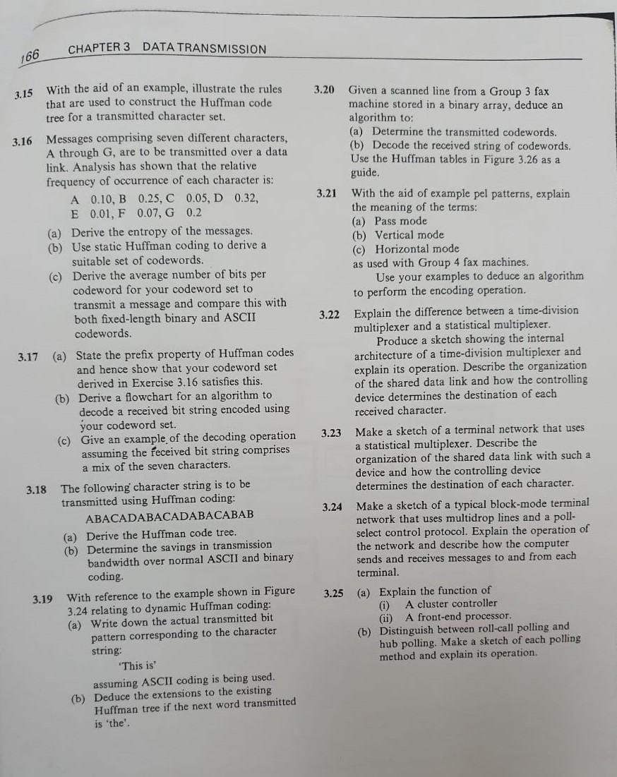 Solved CHAPTER 3 DATA TRANSMISSION 166 3.20 3.15 3.21 With | Chegg.com