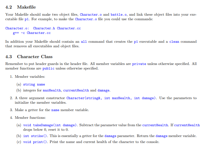 Solved 4.2 Makefile Your Makefile should make two object | Chegg.com