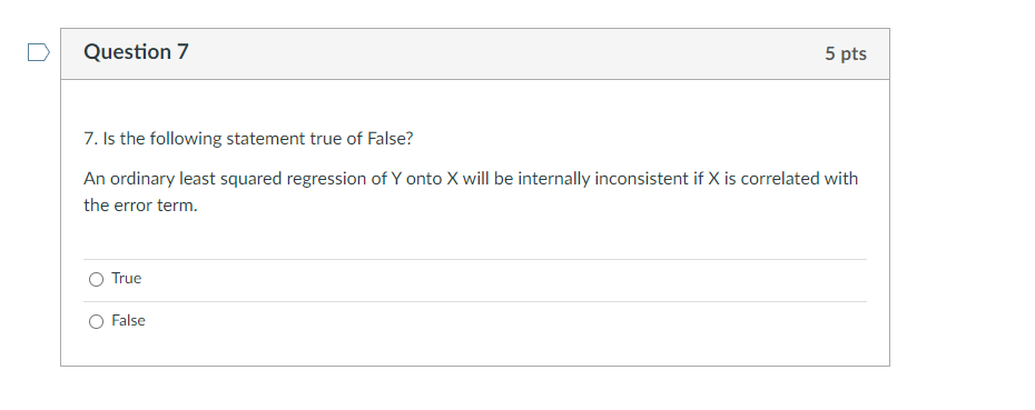 Solved Question 7 5 pts 7. Is the following statement true | Chegg.com