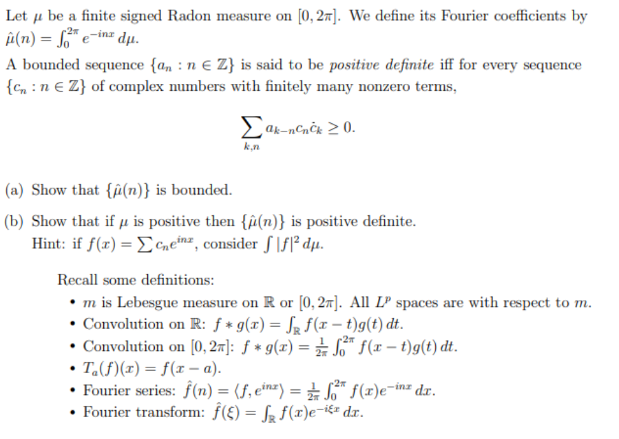 Let U Be A Finite Signed Radon Measure On 0 27 Chegg Com