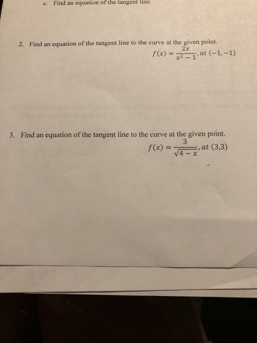 how to find equation of tangent line through c