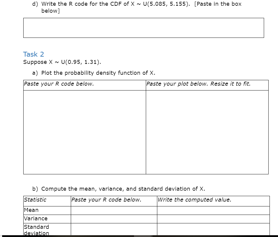 Solved Preliminary R Tasks and Output Task 1 Suppose X ~ | Chegg.com