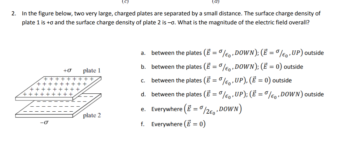 Solved 2. In The Figure Below, Two Very Large, Charged | Chegg.com