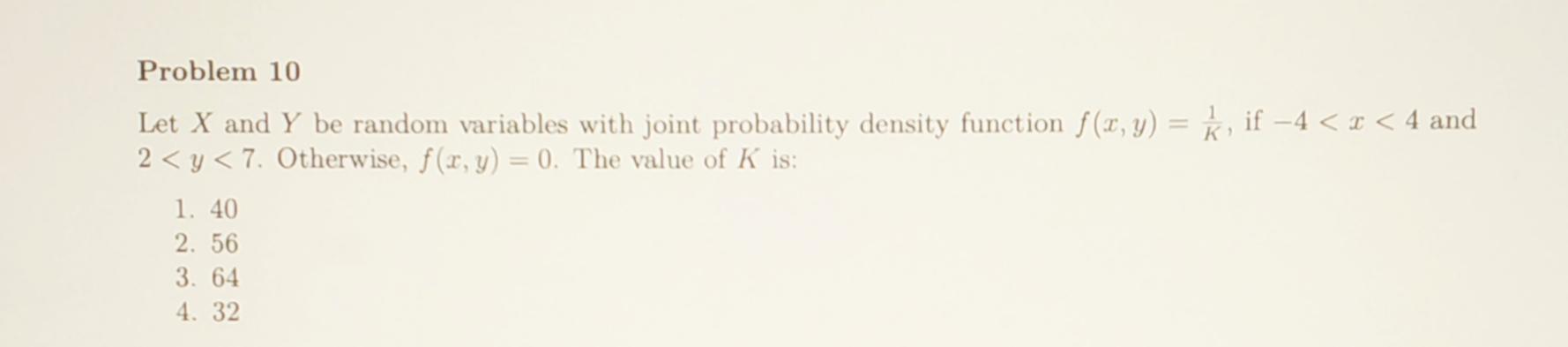Solved Problem 10 Let X and Y be random variables with joint | Chegg.com