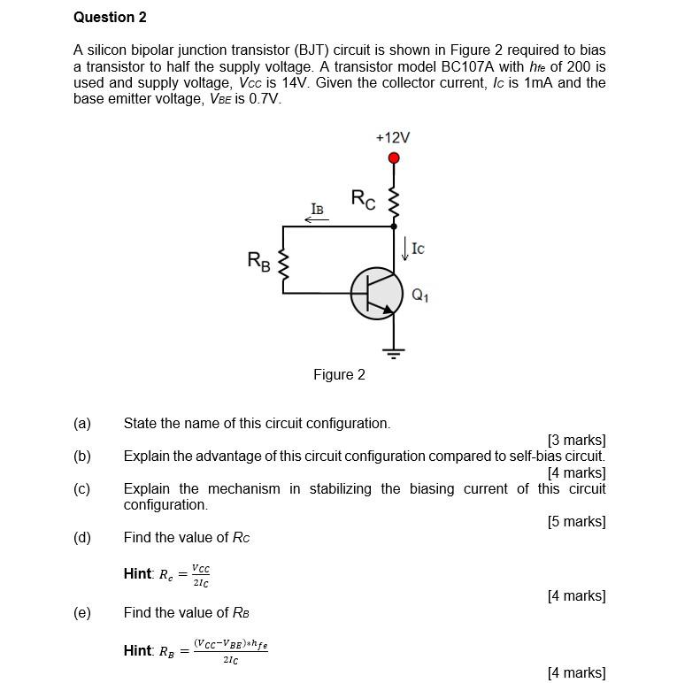 Solved Question 2 A silicon bipolar junction transistor | Chegg.com