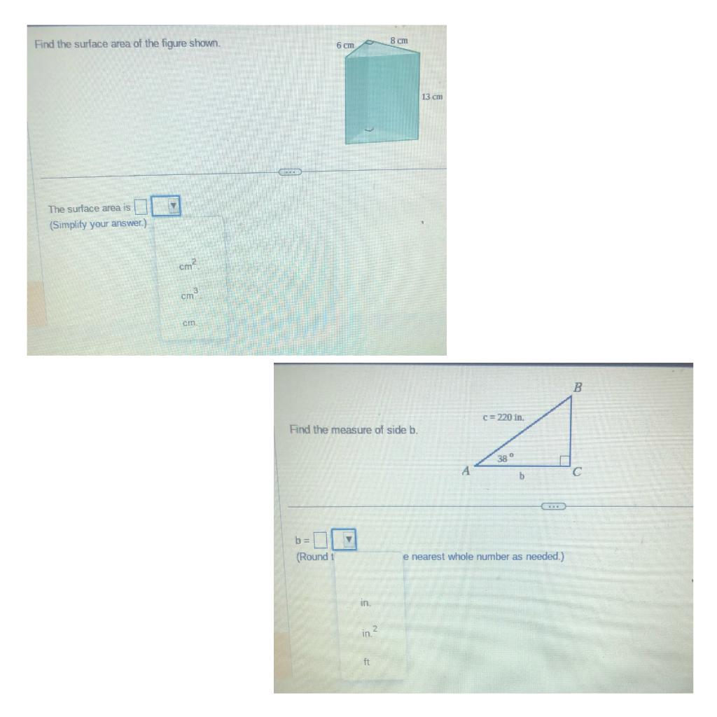 find the surface area of the figure shown