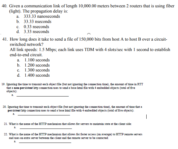 40. Given a communication link of length 10,000.00 | Chegg.com