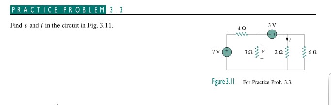 Solved PRACTICE PROBLEM Find v and i in the circuit in Fig. | Chegg.com
