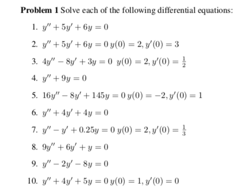 Solved Problem 1 Solve each of the following differential | Chegg.com