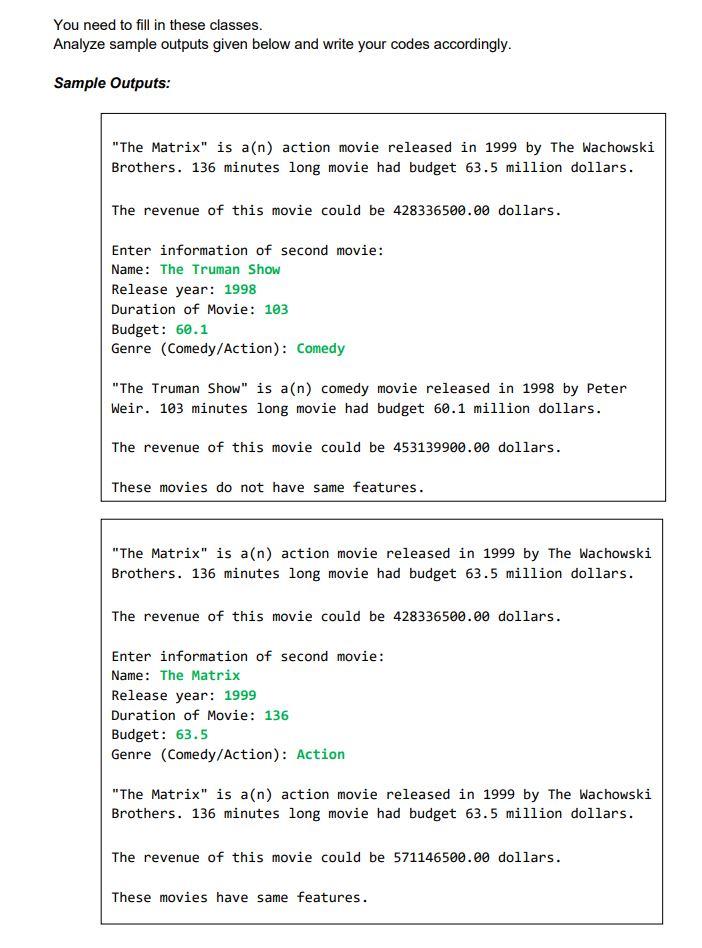 Solved Write a class called Movie.java with the following | Chegg.com