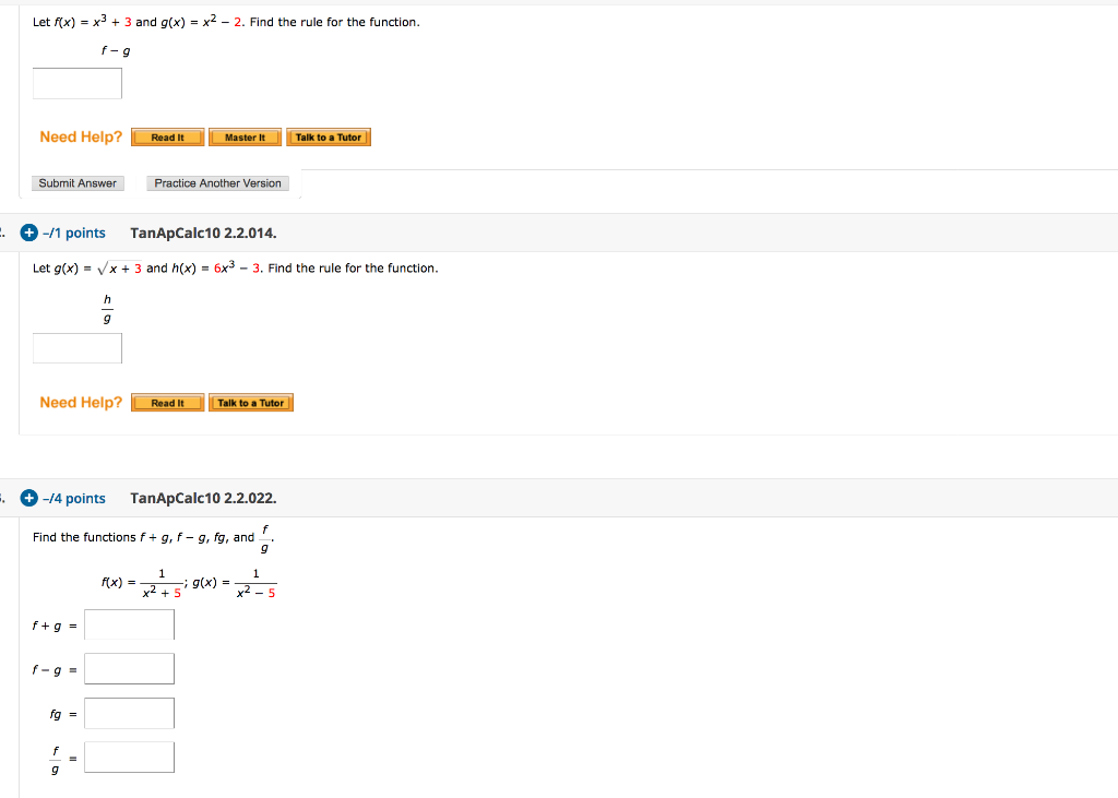 Solved Let Fx X3 3 And Gx X2 2 Find The Rule 9423