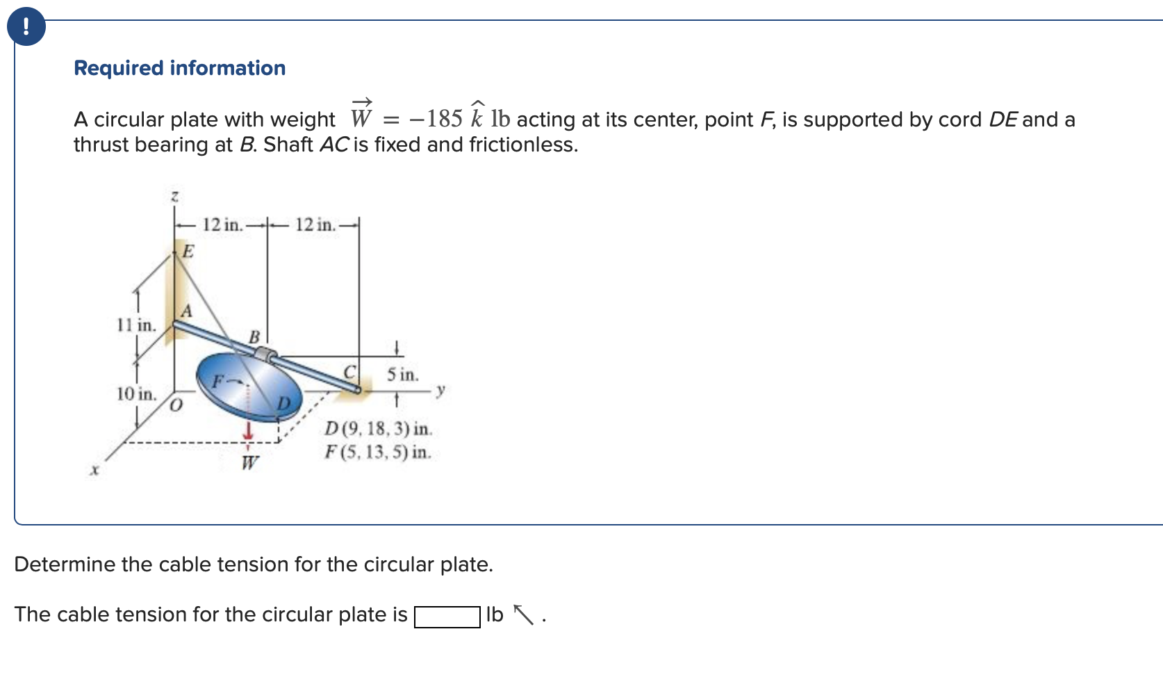 Solved Required Information A Circular Plate With Weight Chegg Com