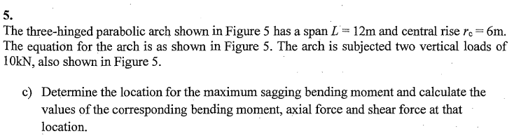 Solved 5. The Three-hinged Parabolic Arch Shown In Figure 5 | Chegg.com