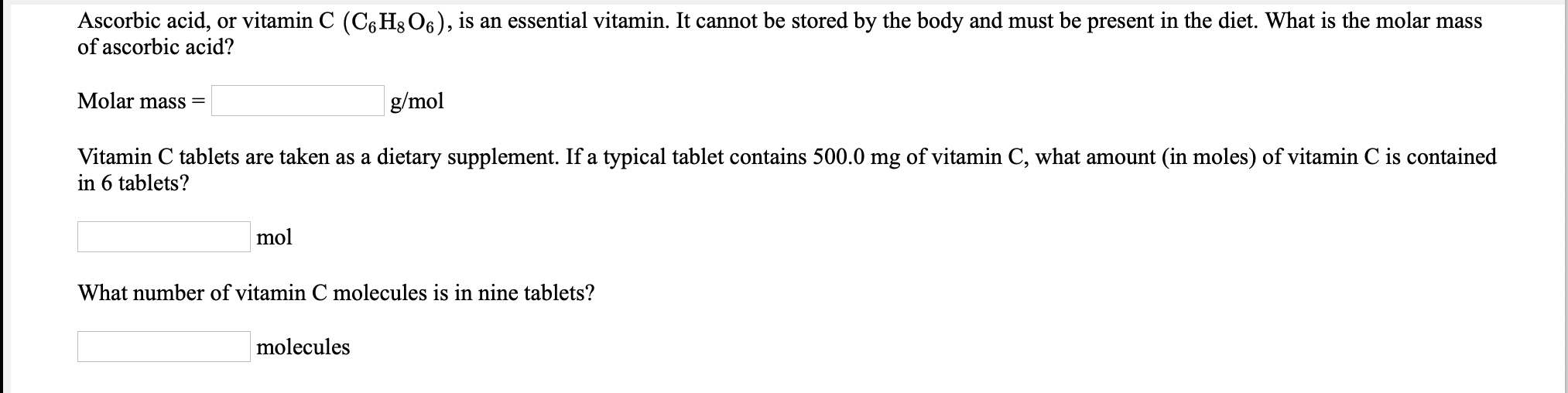 Solved Ascorbic Acid Or Vitamin C C6H306 Is An Essential Chegg solved-ascorbic-acid-or-vitamin-c-c6h306-is-an-essential-chegg