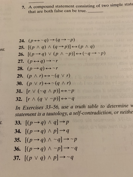 Tre Compound Statement Solved 7. A compound statement consisting of two simple | Chegg.com
