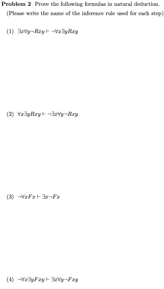 Solved Problem 2 Prove the following formulas in natural | Chegg.com