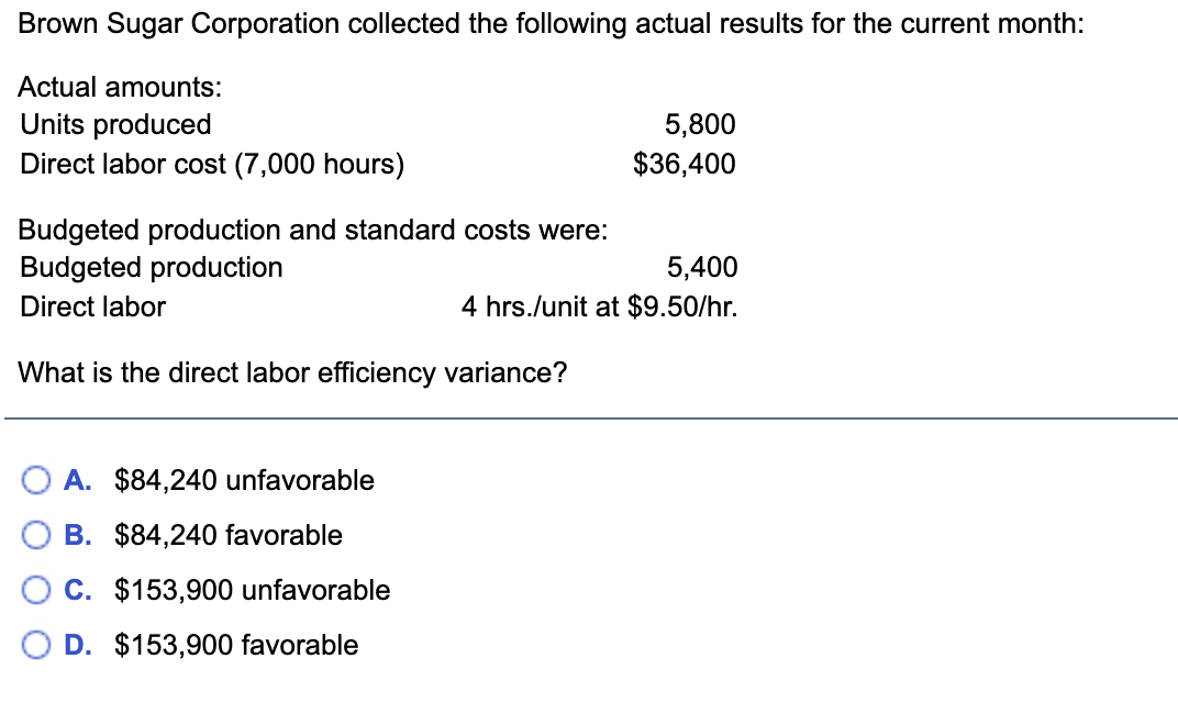 Solved Brown Sugar Corporation collected the following | Chegg.com