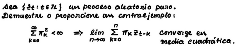 Aea \( \left\{z_{t}: t \in \mathbb{Z}\right\} \) un proceso aleatorio paro. Demuestre 0 proporcione un contraejemplo: \[ \sum