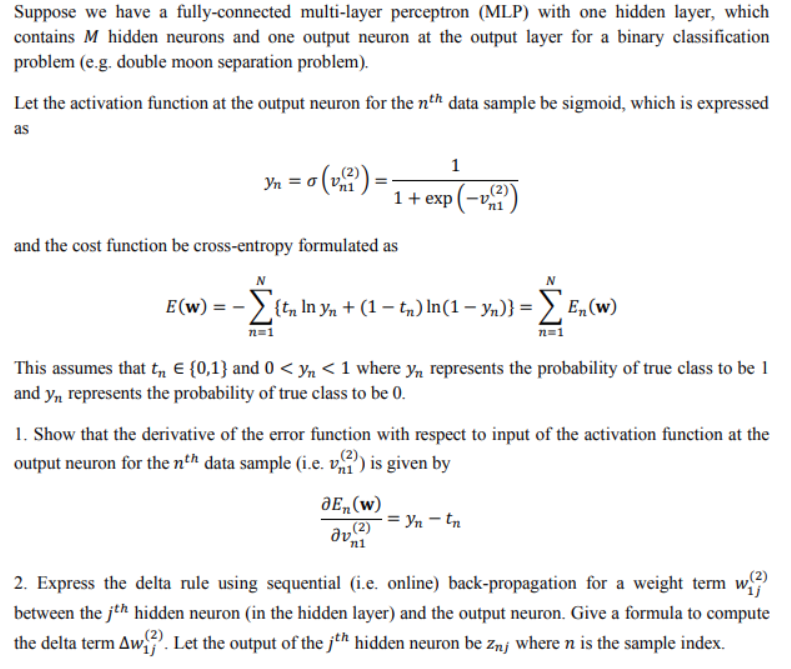 Suppose we have a fully-connected multi-layer | Chegg.com