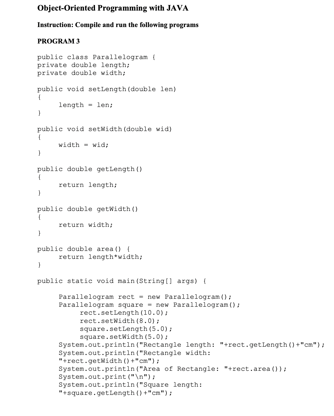 Solved Object-Oriented Programming with JAVA Instruction: | Chegg.com