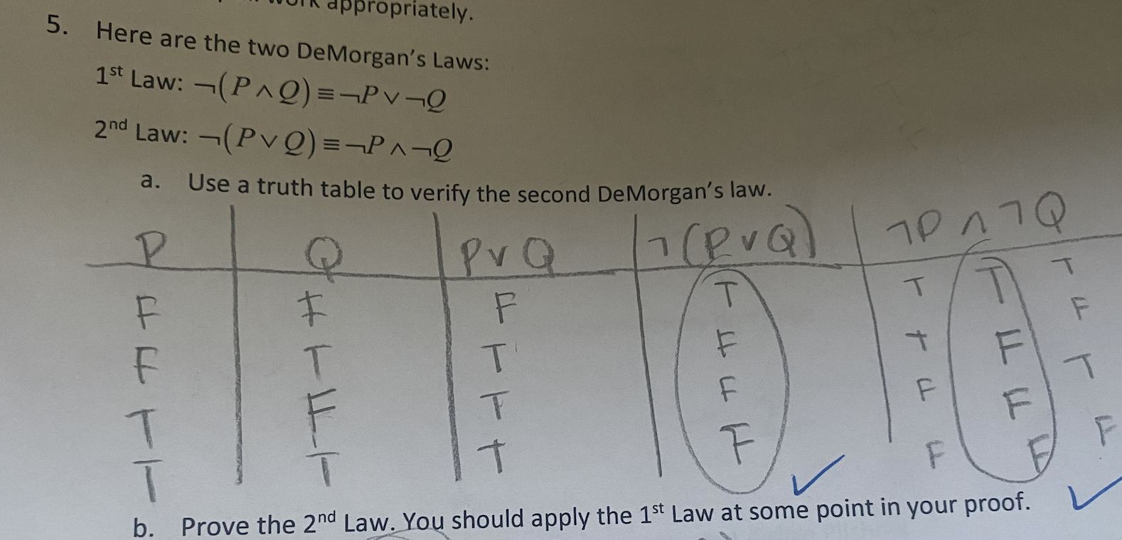 Solved 5. propriately. Here are the two De Morgan's Laws: | Chegg.com